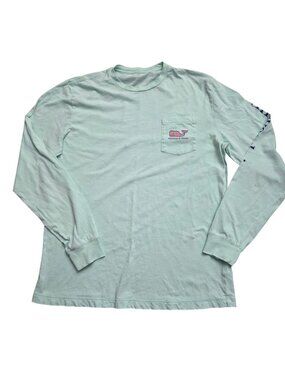 Vineyard Vines Girls XL Long Sleeve T-Shirt Light Green Whale Logo 100% Cotton 4